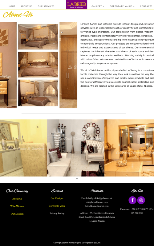 Website design for Interior Designer